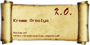 Kremm Orsolya névjegykártya